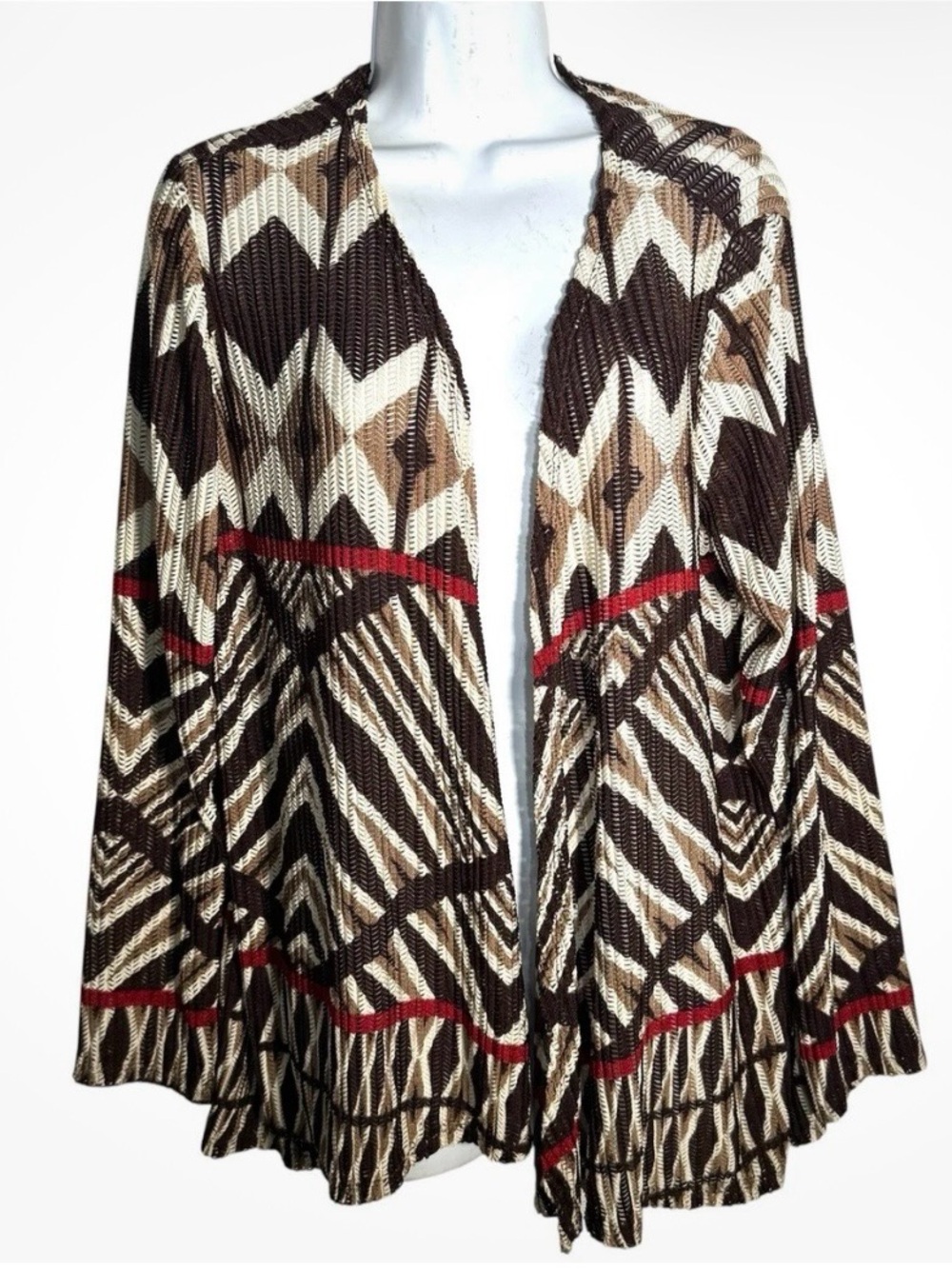 Easywear By Chicos Southwestern Geometric Open-front Cardigan Size US M (8)